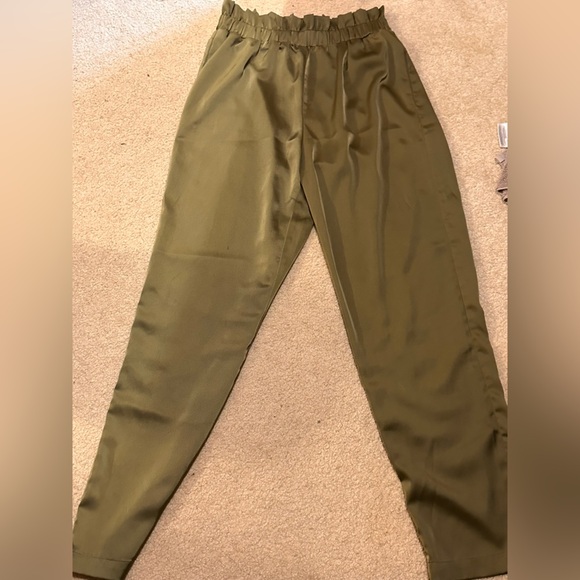 mittoshop Pants - Mittoshop Olive Paperbag Silk Pants | Size M | Boho Chic